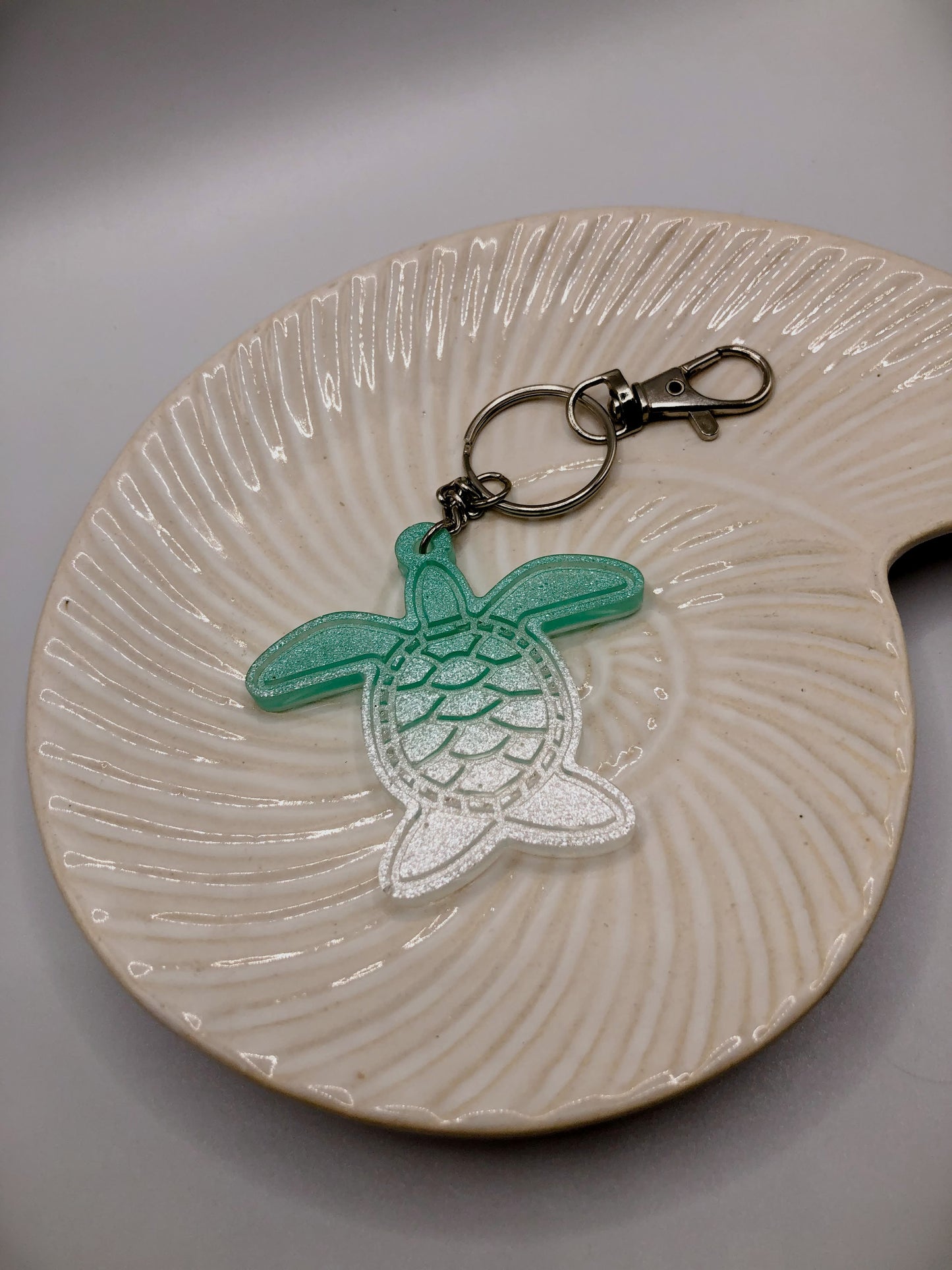 Sea Turtle Keychain with Snap Hook Clip