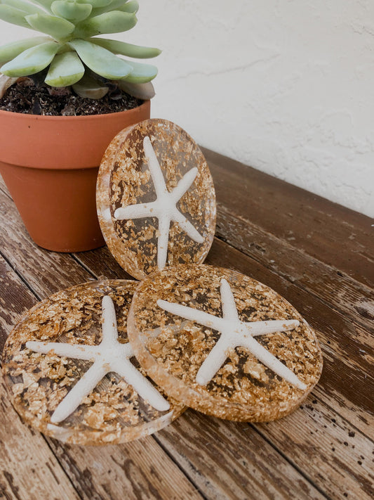 Starfish Coasters with Foiled Flakes